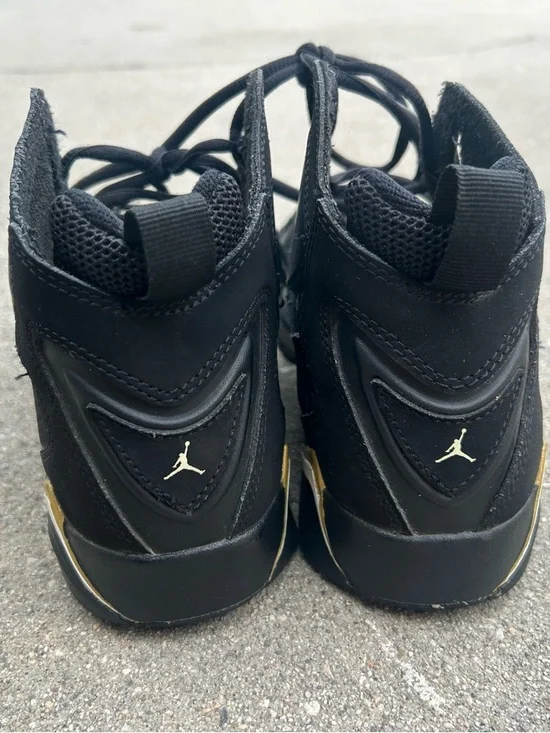 JORDAN Kids Black High-Top Sneakers with Gold Accents - Picture 3 of 5